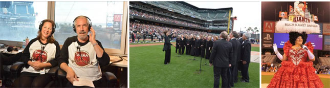 Classical KDFC’s Dianne Nicolini and Hoyt Smith; the Contra Costa Chorale singing the National Anthem; Tammy Nelson from Beach Blanket Babylon performing “Take Me Out to the Opera!”