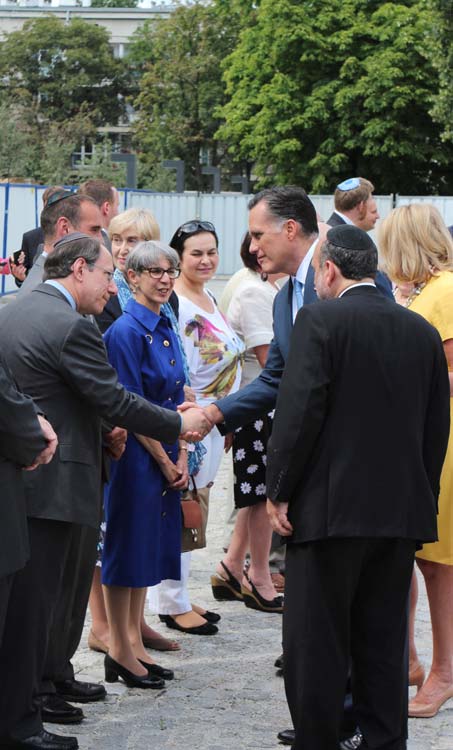 Mitt Romney meets Taube and Koret Foundation representatives Helise Lieberman and Yale Reisner.