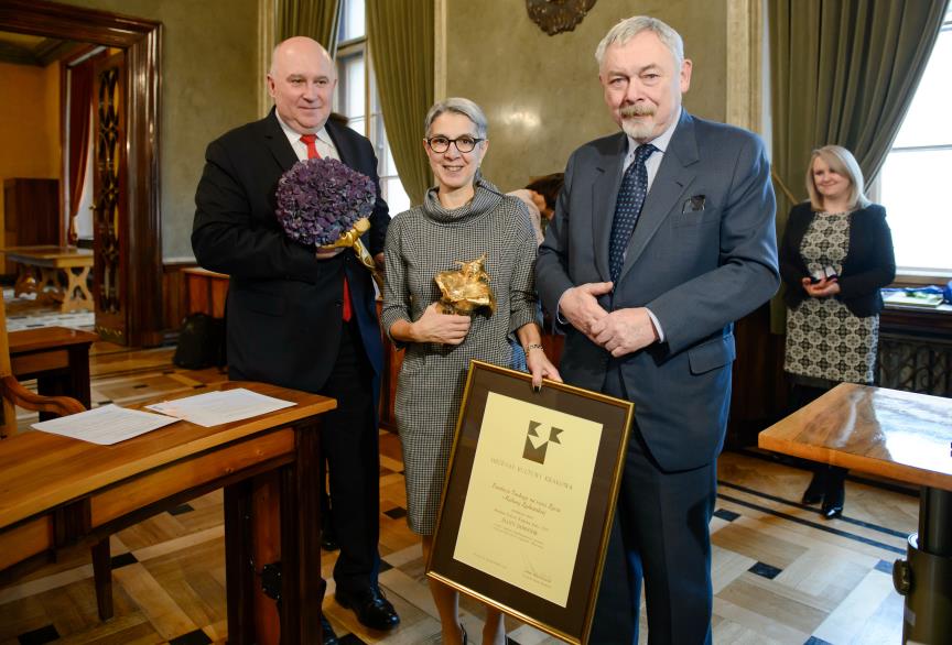 Boguslaw Kosmider, Chairman, Krakow City Council; Helise Lieberman, Director, Taube Center for the Renewal of Jewish Life in Poland; Jacek Majchrowski, Mayor of Krakow