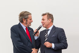 L to R: Hon. Tad Taube and Piotr Wiślicki speak at the reception held in Mr. Wiślicki's honor at the Contemporary Jewish Museum on June 12.