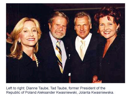 Left to right: Dianne Taube, Tad Taube, former President of the Republic of Poland Aleksander Kwasniewski, Jolanta Kwasniewska.
